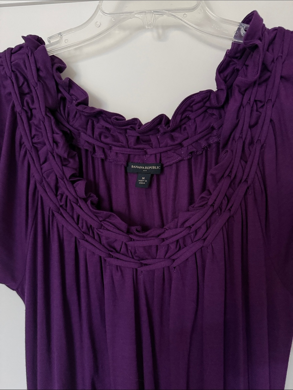 Banana Republic Deep Purple Tie-Waist Ruffle Dress